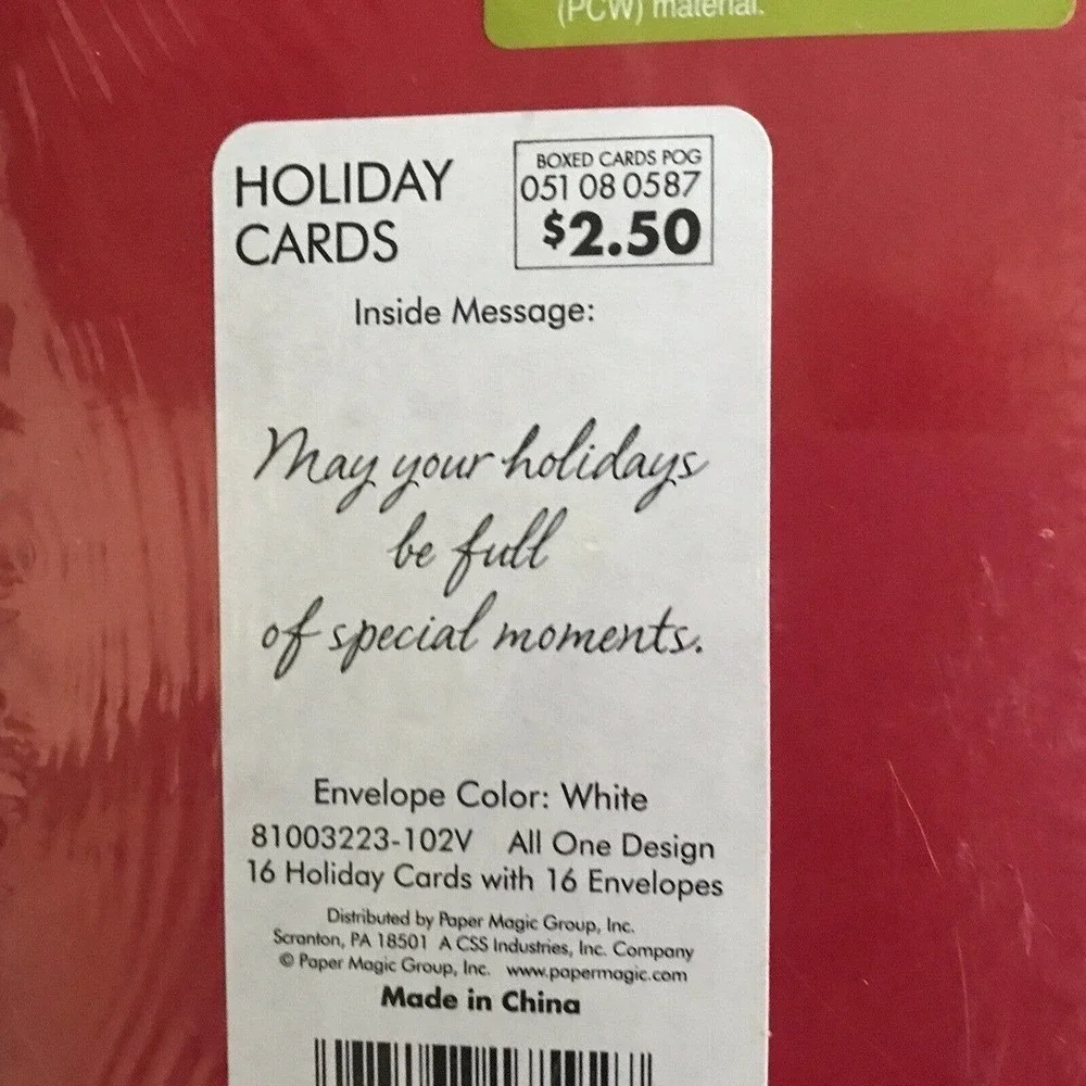 Box Christmas Cards 16 Cards/Envelopes Generic Message New In Box